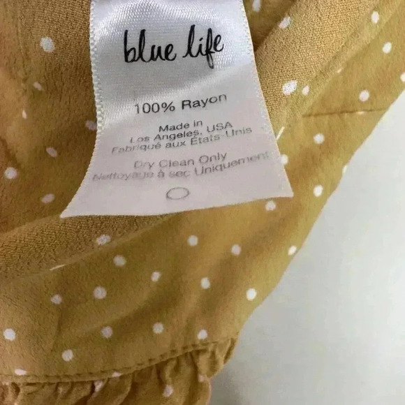 Blue Life Cami Mini Dress in Dot Size Small Mustard Yellow And White Polka Dots - Picture 4 of 6